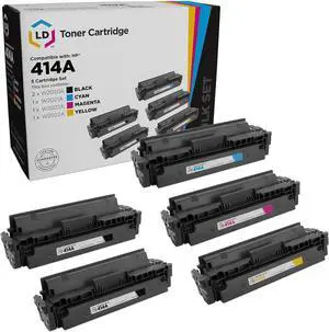 LD Products Compatible Toner Cartridge Replacements for HP 414A (2 Black, 1 Cyan, 1 Magenta, 1 Yellow, 5-Pack) for Color Laserjet: M454dn, Pro M454dw, Pro MFP M479dw, Pro MFP M479fdn, Pro MFP M479fdw