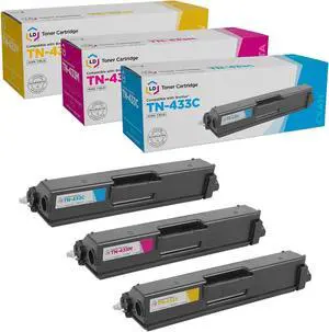 LD Products Compatible Toner Cartridge Replacements for Brother TN433 High Yield (Cyan, Magenta, Yellow, 3-Pack) for use in HL-L8260CDW, HL-L8360CDW, HL-L8360CDWT, HL-L9310CDW, MFC-L8610CDW