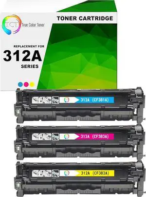TCT 312A Color Toner Cartridge 3 Pack - Compatible Replacement for HP 312A CF381A CF382A CF383A Works with HP Color Laserjet Pro MFP M476NW M476DN M476DW Printers (Cyan Magenta Yellow)