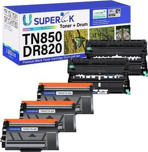 5 Pack High Yield Black Toner Cartridge & Drum Unit Combo Replacement Compatible for Brother TN850 TN-850 DR820 DR-820 DCP-L5500DN DCP-L5600DN DCP-L5650DN Printer (3 Toner + 2 Drum)