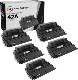 LD Products Replacement Toner Cartridge Compatible with HP 42A Q5942A (Black, 5-Pk) Compatible with HP Laserjet / Multifunction Printers 4250, 4250tn, 4350n, 4250dtn, 4350, 4350tn, 4250dtnsl, 4350dtn