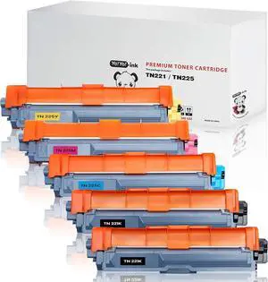 YoYoInk Compatible Toner Cartridge Replacement for Brother TN221 TN225 B/C/M/Y (2 Black, 1 Cyan, 1 Magenta, 1 Yellow; 5 Pack)
