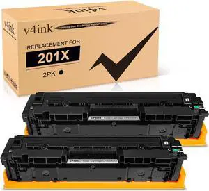 v4ink 201X Remanufactured Toner Cartridge Replacement for HP 201X CF400X 201A CF400A High Yield Black Toner for use in HP Color Pro M252dw M252n MFP M277dw M277n M274N Printer, 2 Pack
