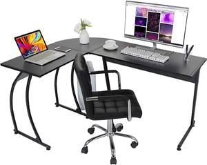 58'' L-Shaped Corner Desk Computer Gaming Desk Home Office Desk PC Laptop Table Multipurpose Large Workstation Study Writing Table with Solid Steel Frame and Waterproof Desktop