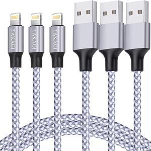 TAKAGI iPhone Charger Lightning Cable 3Pack 6FT Nylon Braided Fast Charging High Speed Data Sync Transfer Cord Phone Power Connector Compatible with iPhone 11 Pro Max XS XR X 8 7 Plus 6S 6 5S iPad