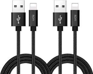 Compatible Phone Cable [2Pack] 4FT Nylon Braided Fast Charging USB Cord Replcement for Phone X 8 8 Plus 7 7 Plus 6s 6s Plus 6 6 Plus 5 5S 5C SE Pad Air Mini and More (2 Pack Black 4 FT)
