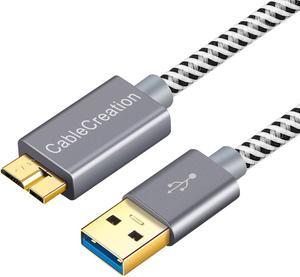 6.6 FT Hard Drive Cable, CableCreation USB 3.0 Micro Cable, USB 3.0 A to Micro B Cord Compatible with External Hard Drive, HD Camera, Charging Samsung Galaxy S5, Note 3/N9000 2M, Space Gray Aluminum