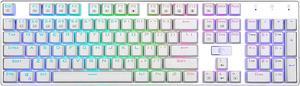 HUO JI E-Yooso Z-88 Mechanical Gaming Keyboard, Programmable RGB Backlit, Red Switch, 104 Keys Hot Swappable for Mac, PC, White