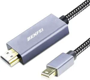Mini DisplayPort to HDMI Cable BENFEI Mini DP to HDMI 6 Feet Cable Compatible with MacBook Air/Pro Microsoft Surface Pro/Dock Monitor Projector and More - Grey
