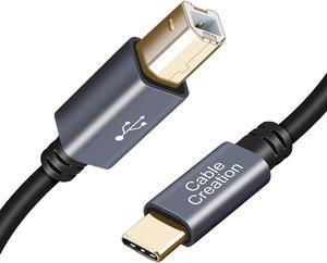 Printer Cable USB C to B 15FT CableCreation USB B to C Printer Cable Scanner Cable for HP Canon Brother Samsung MIDI Cable for Yamaha Casio Digital Piano MIDI Controller Electric Keyboard 4.5M Black
