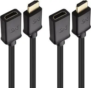 2-Pack High Speed HDMI Extension Cable 6 ft (Male to Female HDMI Extender Cable) with Ethernet - 3D and 4K Resolution Ready