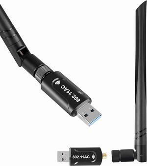 USB WiFi Adapter 1200Mbps USB 3.0 WiFi Adapter 802.11AC Dual Band 2.4Ghz/5Ghz with High Gain 5dBi Antenna Wireless Network WiFi Dongle for PC/Desktop/Laptop Supports Windows/Mac OS/Linux/Ubuntu