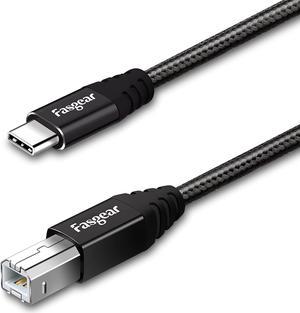 Fasgear 10ft Type C to USB B Midi Cable Nylon Braided 2.0 Printer Scanner Cord with Metal Connector Compatible with AiO, HP, Canon, Samsung Printers,Brother,MacBook Pro,Dell and More (3m,Black)