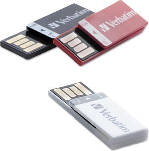 8GB Clip-It USB 2.0 Flash Drive Cap-less Thumb Drive Resistant to Water Dust and Static Discharge 3 Pack - Black White Red 98674