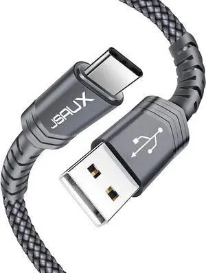 USB Type C Cable 3A Fast Charging [2-Pack 3.3ft] JSAUX USB-A to USB-C Charge Braided Cord Compatible with Samsung Galaxy S10 S9 S8 S20 Plus A51 A11Note 10 9 8 PS5 Controller USB C Charger(Grey)