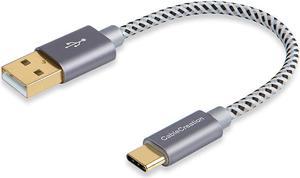 Short USB C Cable 0.5 FT CableCreation USB C Cable Short USB to C Cable Braided Fast Charging Cable 3A 480Mbps for Power Bank, MacBook Air iPad Pro iPad Mini Pixel Galaxy S21 S20 Z Flip, etc, Gray