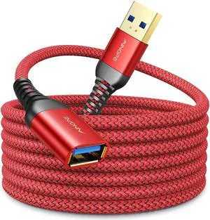 10FT USB 3.0 Extension Cable Type A Male to Female Extension Cord AINOPE Durable Braided Material High Data Transfer Compatible with USB KeyboardMouseFlash Drive Hard DrivePrinter-Red