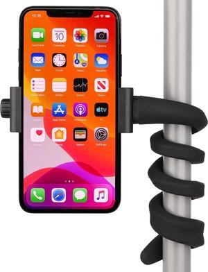 Portable Flexible Cell Phone Holder Stand for Treadmill Spin Bike Stroller Shopping Cart Bed Car Kitchen Desk Compatible with iPhone Android (Black)