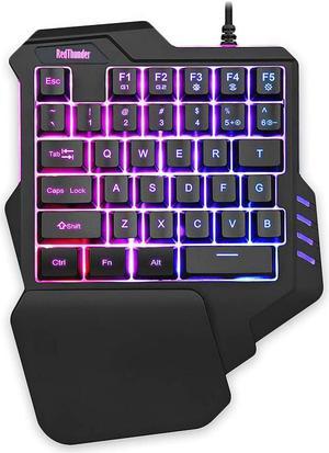 RedThunder One Handed Gaming Keyboard RGB Backlit 35 Keys Portable Mini Gaming Keypad Ergonomic Game Controller for PC PS4 Xbox Gamer