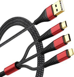 Multi Charger Cable, 2Pack 6ft Nylon Braided Universal 3 in 1 Multiple Ports Devices USB Charging Cord with Gold-Plated Type C/Micro USB Connectors for Phones Tablets (Charging Only)