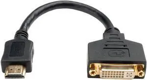 8-inch HDMI-M to DVI-D Cable Adapter (M/F) 8-in. (P132-08N) 8 HDDVI Black