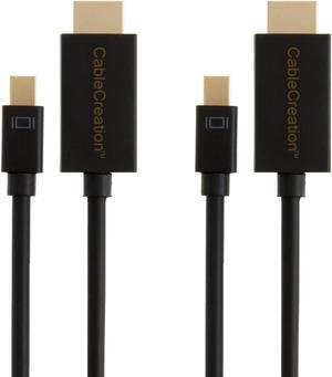 Active Mini DP to HDMI Cable (2-Pack), CableCreation 6 Feet Mini DisplayPort (DP1.2) to HDMI Adapter, 4K X 2K & 3D Audio/Video, Eyefinity Multi-Screen Support, 1.8 M/Black