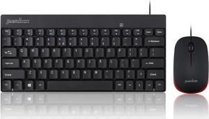 Perixx Periduo-212 Wired Mini Keyboard and Mouse Set, USB Connection, Black, US English Layout (11486)