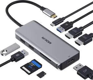 Docking Station, USB C Adapter Dual HDMI, 9 in 1 Triple Display Multiport Adapter Dongle with 2 HDMI 4K, DisplayPort, 3 USB, 100W PD, SD/TF Card Reader for MacBook Pro Air Type C Laptops