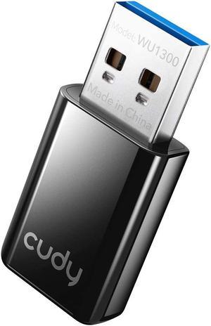 Cudy WU1300 AC 1300Mbps WiFi USB Adapter for PC, USB 3.0, USB WiFi Dongle, 5Ghz /2.4Ghz, WiFi USB, USB Wireless Adapter for Desktop/Laptop, Compatible with Windows Vista /7/8/8.1/10, mac OS, Linux