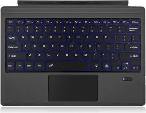 Tomsenn Surface Pro Type Cover, Portable Wireless Bluetooth Keyboard with Touchpad, 7-Color LED Backlit and Built-in Rechargeable Battery (LED Backlit)