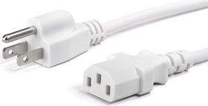 AC Power Cord (3 Prong) - 25 Feet, White - Premium Quality Copper Wire Core - Computer, Medical, Server & Desktop - NEMA 5-15 to C13 / IEC 320 - UL Listed Power Cable