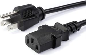 AC Power Cord (3 Prong) - 6 Feet, Black - Premium Quality Copper Wire Core - Computer, Medical, Server & Desktop - NEMA 5-15 to C13 / IEC 320 - UL Listed Power Cable