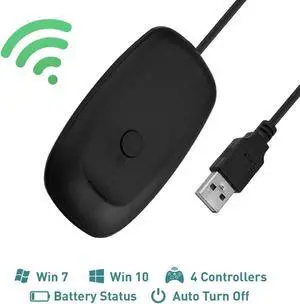 Wireless USB Gaming Receiver Adapter for Microsoft Xbox 360 Controllers Desktop PC Laptop Gaming Adapter for Windows PC