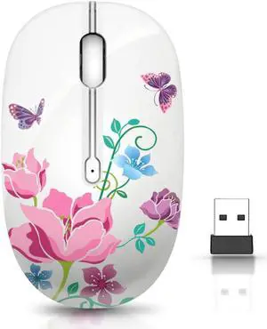 Wireless Mouse with Nano Receiver for PC Laptop Notebook Computer MacBook Less Noise Portable Mobile Optical Mice