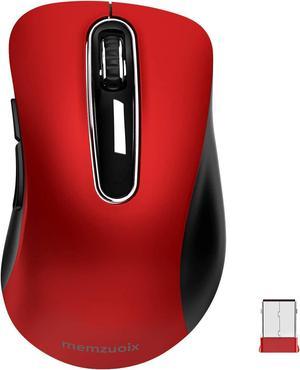 2.4G Wireless Mouse, 1200 DPI Mobile Optical Cordless Mouse with USB Receiver, Portable Computer Mice Wireless Mouse for Laptop, PC, Desktop, MacBook, 5 Buttons, Red