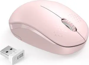 Wireless Mouse 2.4G Noiseless Mouse with USB Receiver - seenda Portable Computer Mice for PC Tablet Laptop Notebook with Windows System - Pink