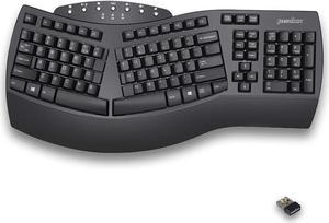 Perixx Periboard-612 Wireless Ergonomic Split Keyboard with Dual Mode 2.4G and Bluetooth Feature, Compatible with Windows 10 and Mac OS X System, Black, US English Layout