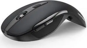 Folding Wireless Optical Mouse TeckNet 2.4G Portable Mouse with USB Nano Receiver for Notebook PC Laptop Computer 18 Month Battery Life 3 Adjustable DPI Levels: 2000/1500/1000 DPI (Black)
