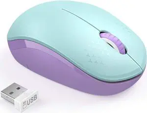 Wireless Mouse 2.4G Noiseless Mouse with USB Receiver - seenda Portable Computer Mice for PC Tablet Laptop - Mint Green&Purple
