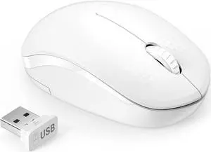 seenda Wireless Mouse 2.4G Noiseless Mouse with USB Receiver Portable Computer Mouse for PC Tablet Laptop - Pure White