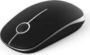 Wireless Mouse Vssoplor 2.4G Slim Portable Computer Mice with Nano Receiver for Notebook PC Laptop Computer (Black and Silver)