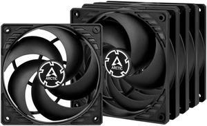 ARCTIC P12 PWM PST Value Pack - 120 mm Case Fan, Five Pack, PWM Sharing Technology (PST), Pressure-optimised, Very quiet motor, Computer, 200-1800 RPM - Black/Black
