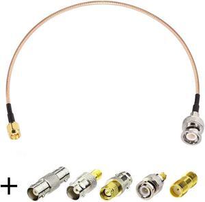 Superbat SMA Male to BNC Male Cable 20inches + 5pcs RF Coax Adapter Kit SMA to BNC Cable SMA BNC Adapter Cable Kit for RF Applications/Antennas/Wireless LAN Devices/Wi-Fi Radios External Antenna etc