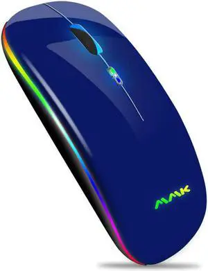 Wireless Bluetooth Mouse for Laptop Rechargeable Mouse 2.4G USB Optical Wireless Mouse LED Slim Dual Mode(Bluetooth 5.0 and 2.4G) Wireless Mouse for Laptop PC Mac OS Android Windows(Dark Blue)