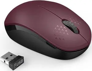 Wireless Mouse 2.4G Noiseless Mouse with USB Receiver - seenda Portable Computer Mice for PC Tablet Laptop - Red&Black