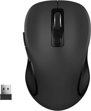 WisFox 2.4G Wireless Mouse for Laptop Ergonomic Computer Mouse with USB Receiver and 3 Adjustable Levels 6 Button Cordless Mouse Wireless Mice for Windows Mac PC Notebook (Black)