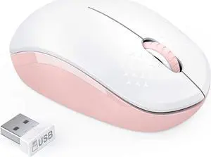 Wireless Mouse 2.4G Noiseless Mouse with USB Receiver - seenda Portable Computer Mice for PC Tablet Laptop Notebook - Pink & White