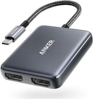 USB C to Dual HDMI Adapter Compact and Portable USB C Adapter Supports 4K@60Hz and Dual 4K@30Hz for MacBook/Yoga/Thinkpad XPS and More [macOS only Support SST Mode]