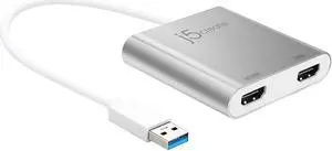 j5create USB to HDMI Adapter - Dual HDMI USB 3.0 Multi-Monitor Cable | 4K Ultra HD | Compatible with Microsoft 7 8.1 10 / Mac OS X v10.6 and Above