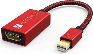 4K Mini DisplayPort to HDMI Adapter 4K@60Hz [Super Slim Nylon Braided Aluminum Shell] Mini DP to HDMI Adapter for MacBook Air/Pro Surface Pro/Dock/Book Monitor Projector More - Red